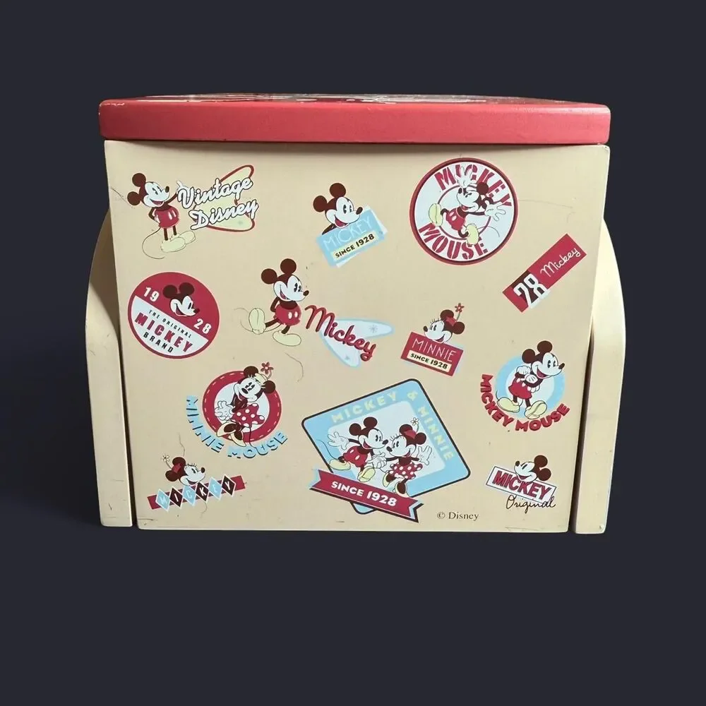Vintage Y2K Retro Disney Mickey & Minnie Mouse Storage Box w/ Mirror & CD Shelf